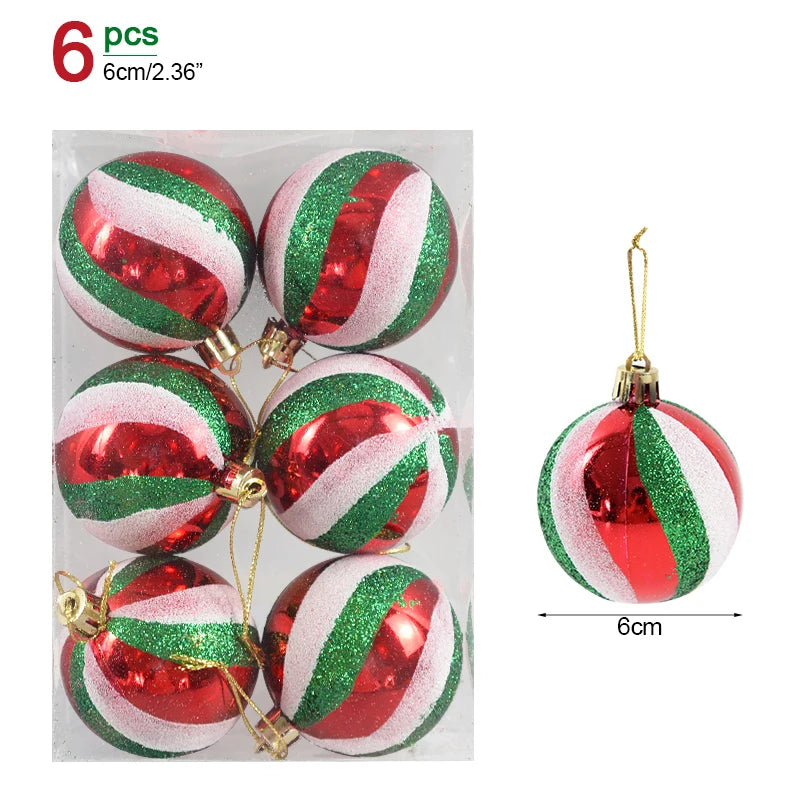 6er Set Weihnachtsbaum Kugeln – 6 cm Christbaum Anhänger für Festtagsdekoration & Neujahrsgeschenk