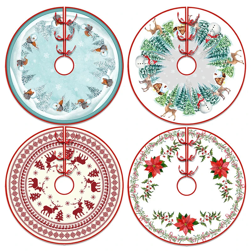 Weihnachtsbaumrock – 90/120 cm, Santa Claus & Schneeflocken Design für Baum-Deko
