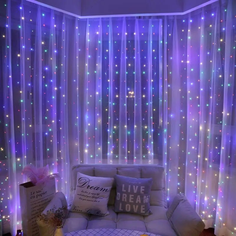 LED-Vorhanglichterkette – 6×3 m / 3×3 m mit Fernbedienung für Weihnachten & Neujahr