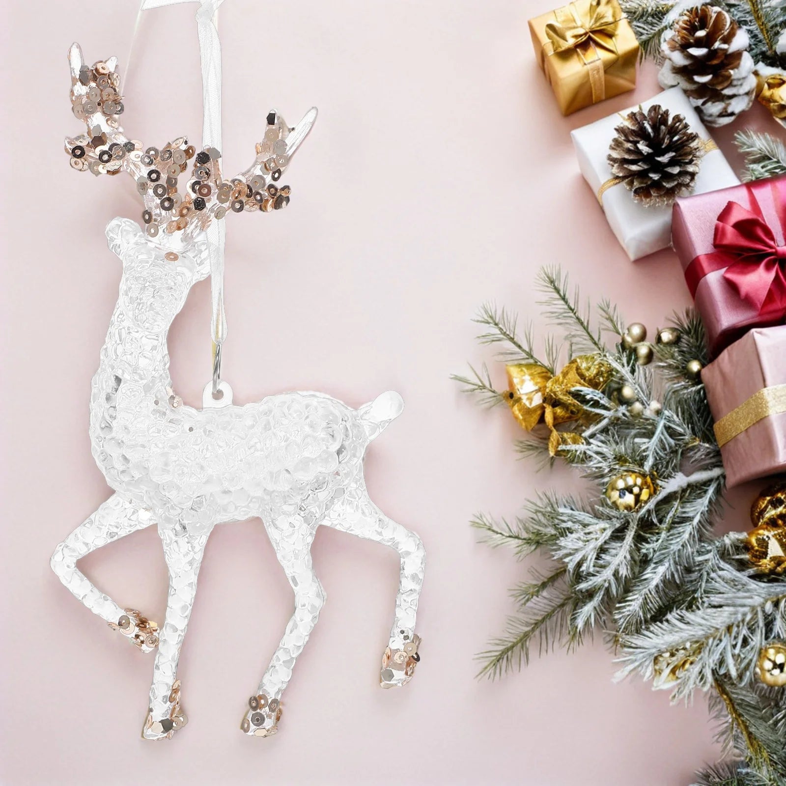 NordRein™ – Kristall-Rentier Dekofigur für Weihnachten