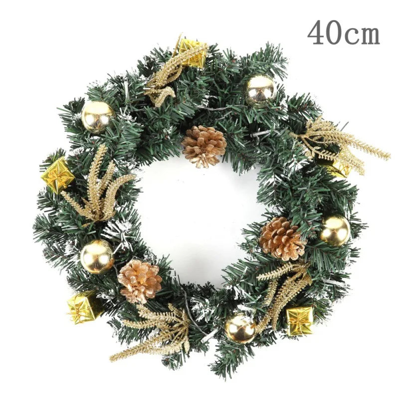 Weihnachtskranz mit LED-Lichterkette – 25/30/40 cm für Tür & Wand