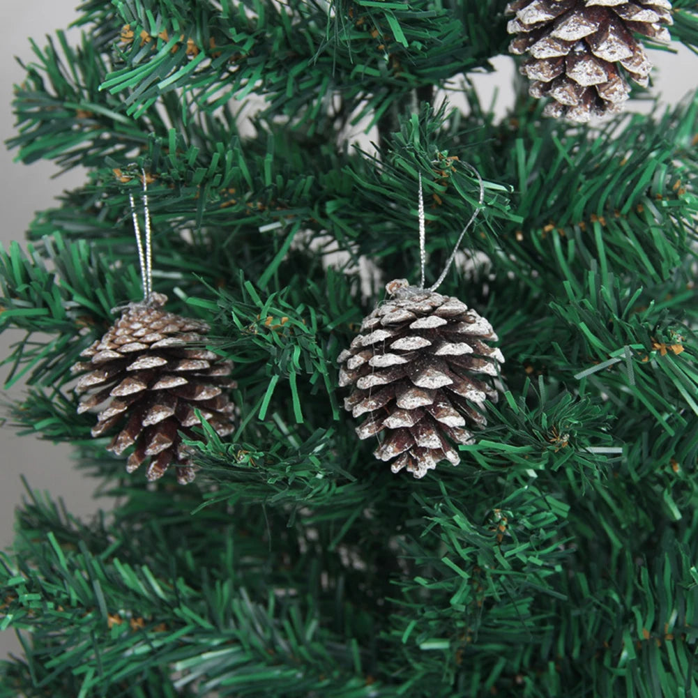6 Stück Künstliche Tannenzapfen – Holz Pine Cones für Weihnachtsbaum Anhänger & Deko (4 cm)