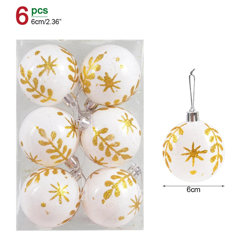 6er Set Weihnachtsbaum Kugeln – 6 cm Christbaum Anhänger für Festtagsdekoration & Neujahrsgeschenk