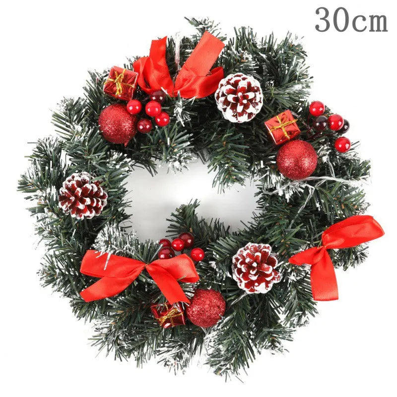 Weihnachtskranz mit LED-Lichterkette – 25/30/40 cm für Tür & Wand