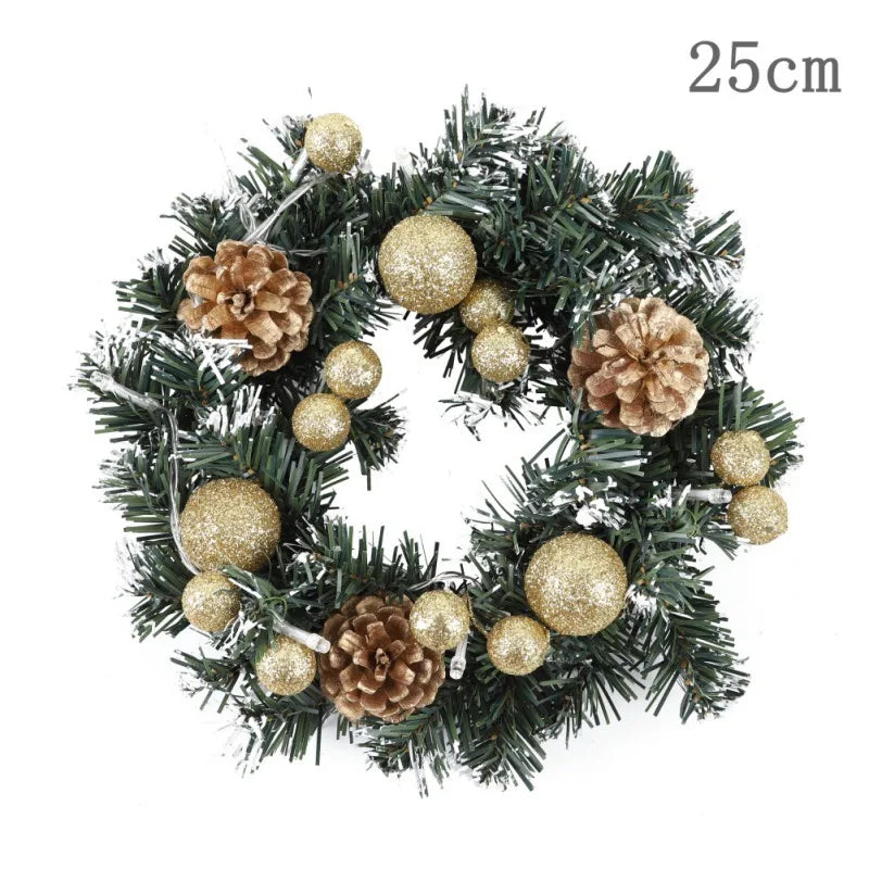 Weihnachtskranz mit LED-Lichterkette – 25/30/40 cm für Tür & Wand
