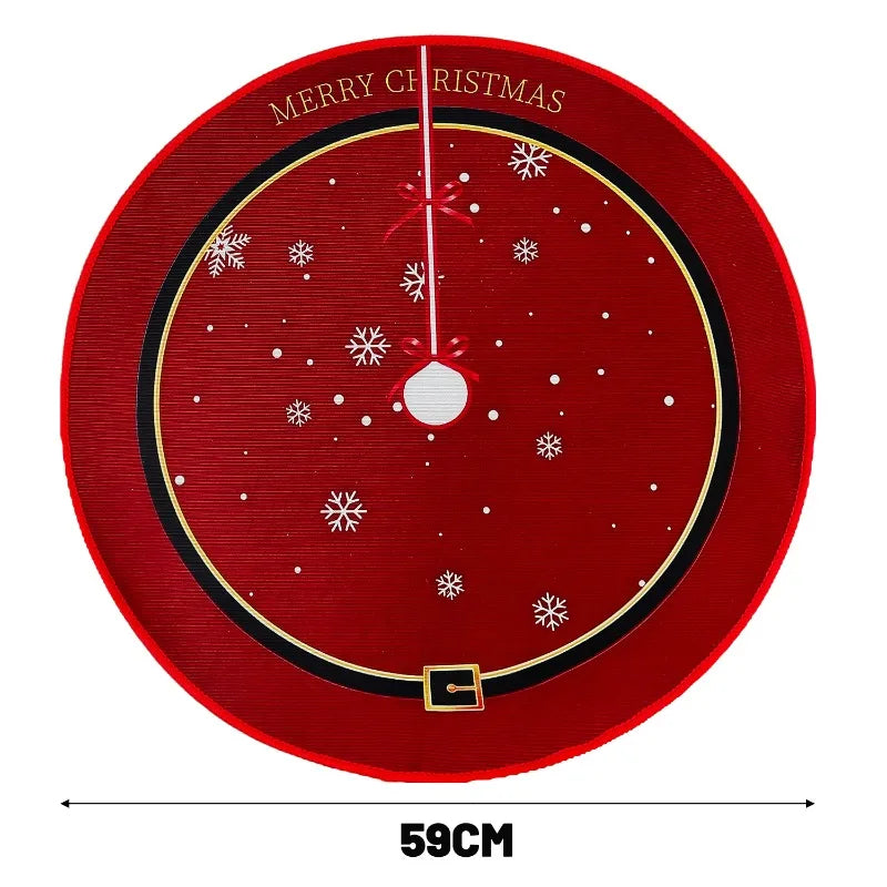 Weihnachtsbaumrock 59 cm – Rot mit Santa, Schneeflocken & Rentier Design
