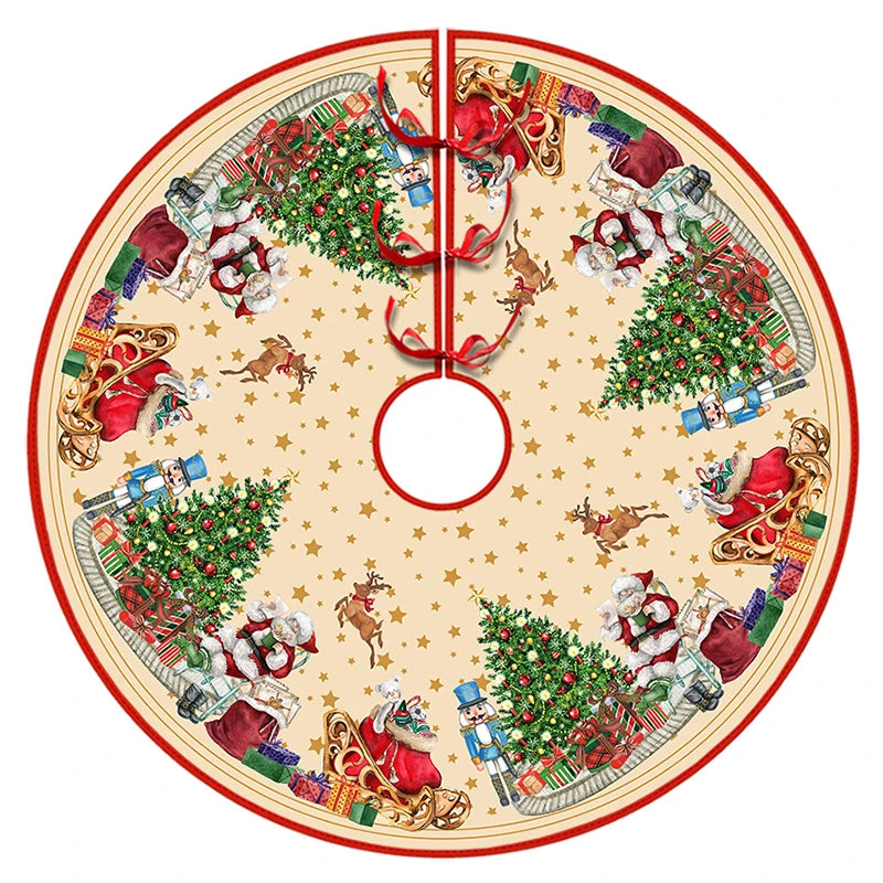 Weihnachtsbaumrock – 90/120 cm, Santa Claus & Schneeflocken Design für Baum-Deko