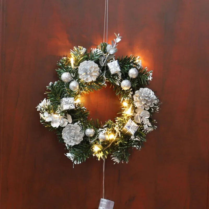 Weihnachtskranz mit LED-Lichterkette – 25/30/40 cm für Tür & Wand