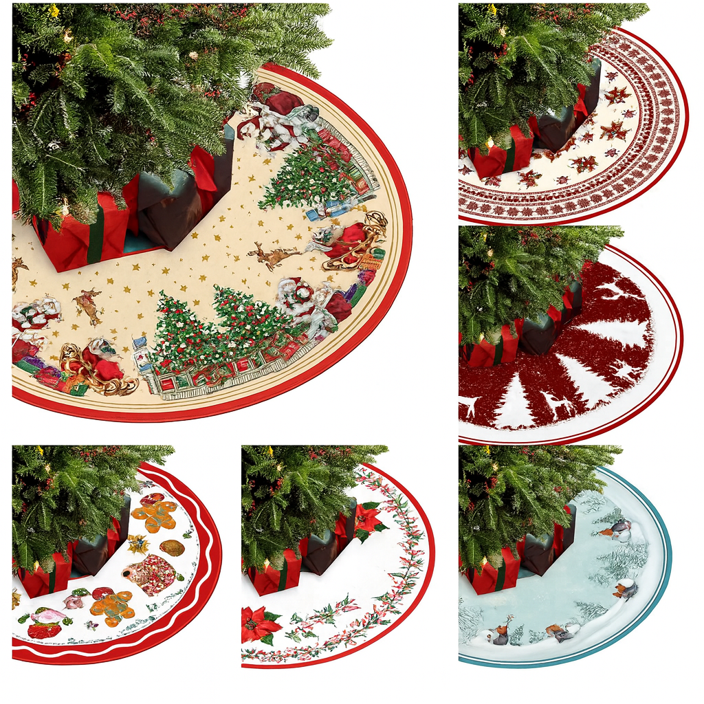 Weihnachtsbaumrock – 90/120 cm, Santa Claus & Schneeflocken Design für Baum-Deko