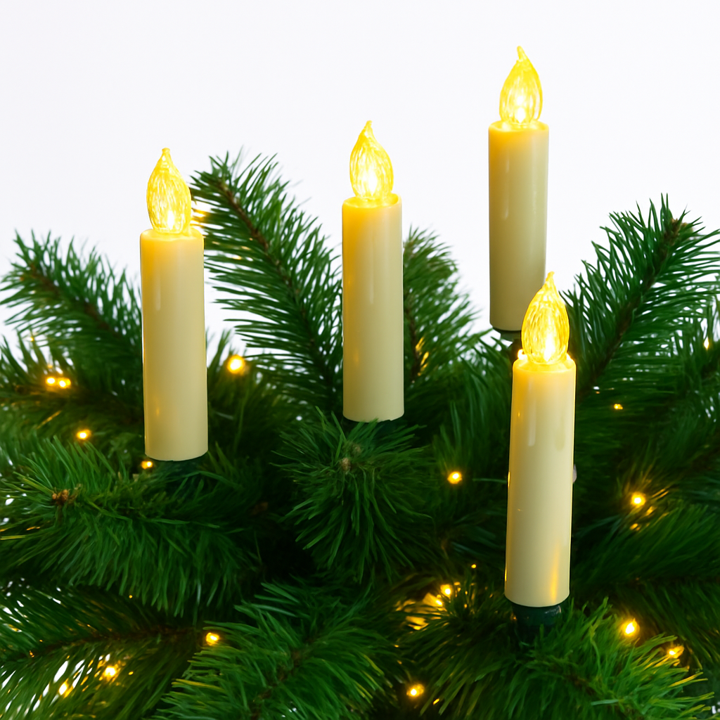 20er LED Kerzen Lichterkette – Warmweiß, Flameless Clip-On für Weihnachten & Deko